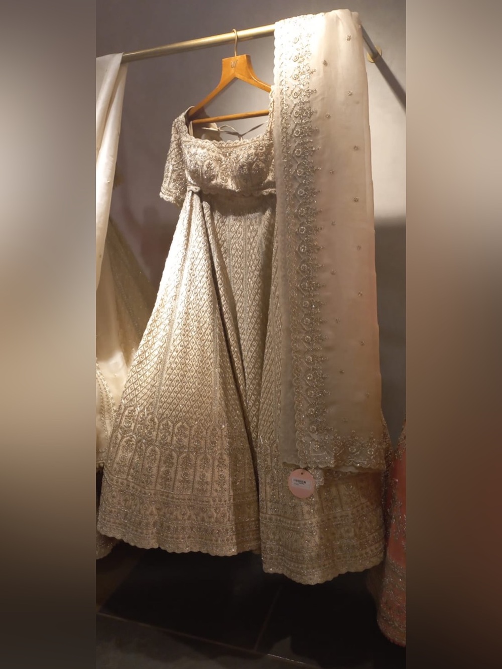 Anushree Reddy Cream Gold Ivory Embroidered Lehenga